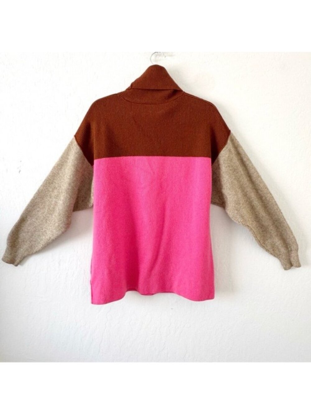 Free People Soft Structured Colorblock Turtleneck Sweater Size S - Picture 4 of 10
